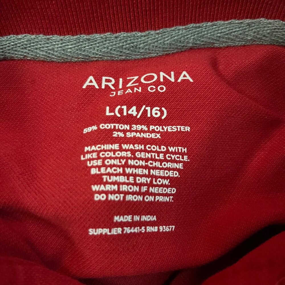 Arizona Boys L 14/16 Red Flex Polo Shirt New No Tags - Picture 7 of 10